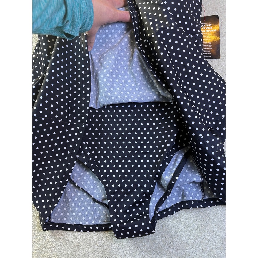 Swimsuits For All Swim Dress Women 16 Black White Polka Dot Retro One Piece NWOT - Picture 5 of 9
